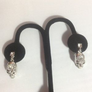 New Bling Skull Hanging Pierced Earrings in Box